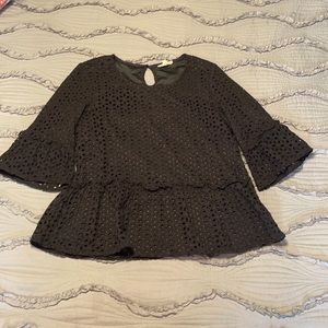 Black Eyelet Top